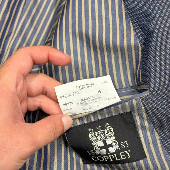 Coppley 1881 Blazer Iridescente Wool Sport Coat Birdseye Blue 46L - Picture 9 of 9